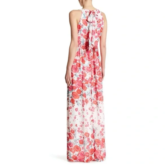 Eliza J pink ,white and red Floral Maxi Dress size 4 - Picture 2 of 12
